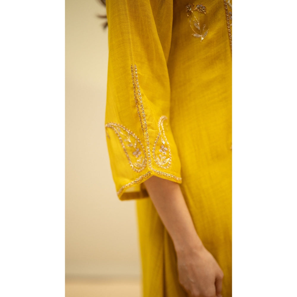 AM by Anita Mittal Chandini Yellow Kurta with Pant and Dupatta