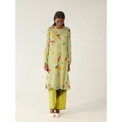 Amka India Yellow Aku Kurta with Pants (Set of 2)