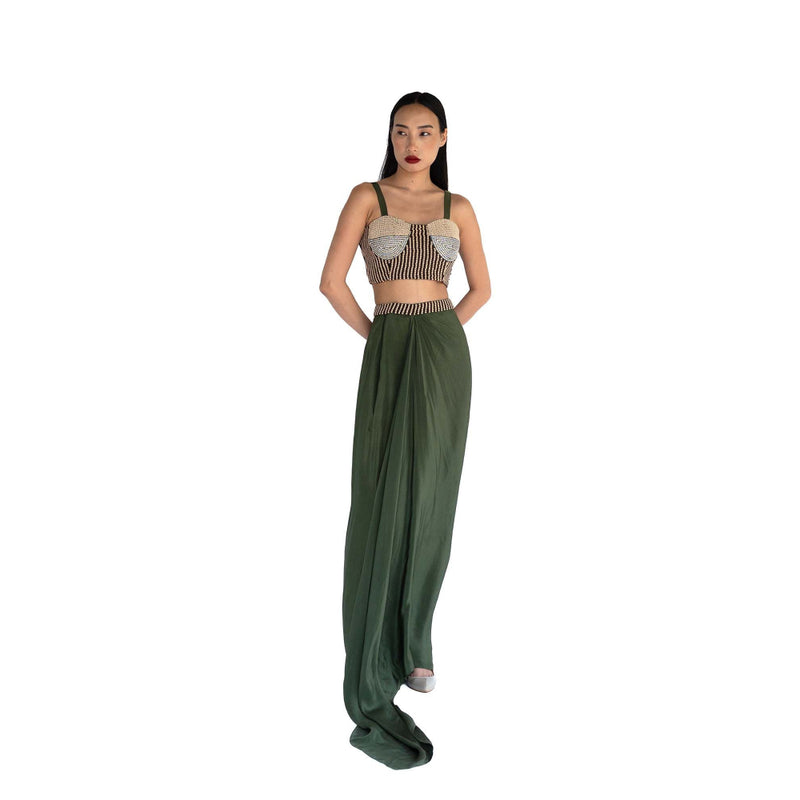 Amka India Black Amal Stones and Beads Crop Top