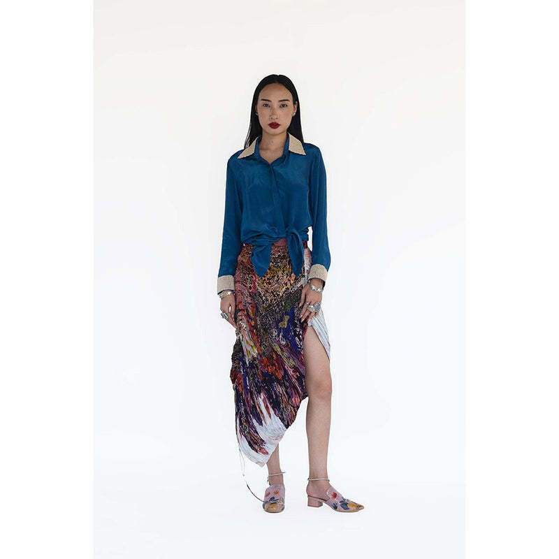 Amka India Blue Fah Solid Shirt
