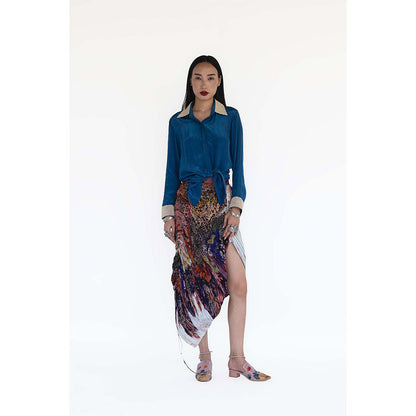 Amka India Blue Fah Solid Shirt