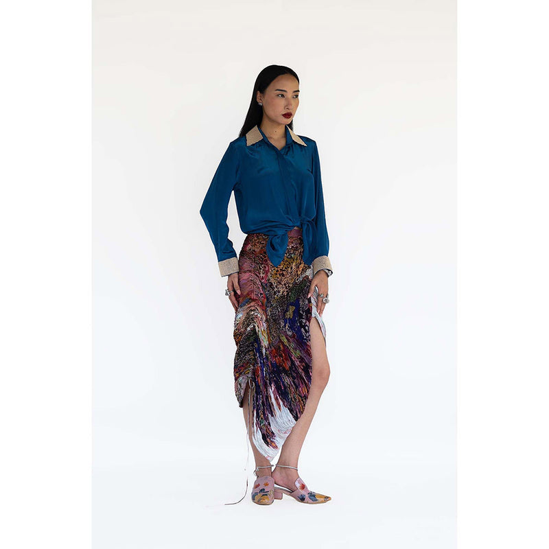 Amka India Blue Fah Solid Shirt