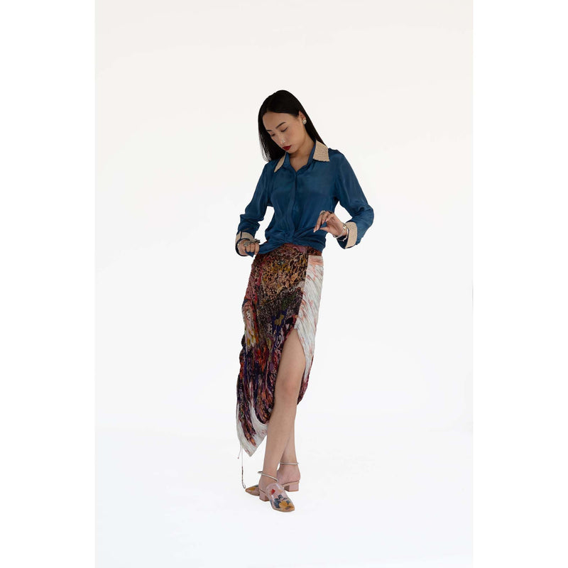 Amka India Blue Fah Solid Shirt