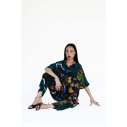 Amka India Blue Womens Jordan Printed Pant