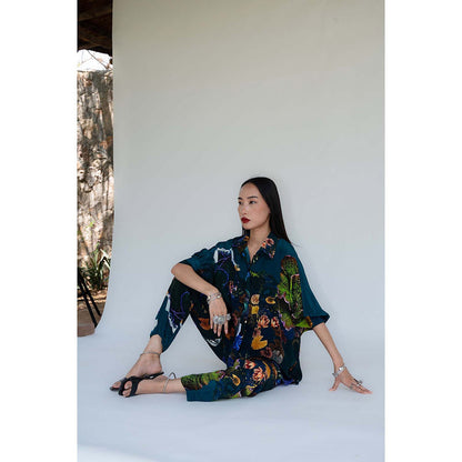 Amka India Blue Womens Jordan Printed Pant