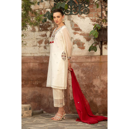 Amoree Royal Charm Embroidered Kurta with Pant and Dupatta (Set of 3)