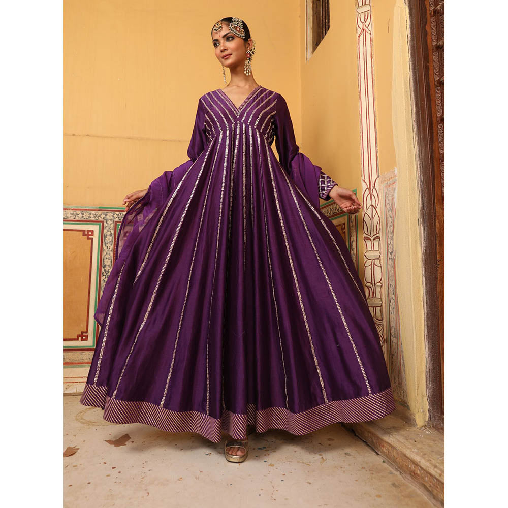 Amoree Kilolo Embroidered Anarkali and Dupatta (Set of 2)
