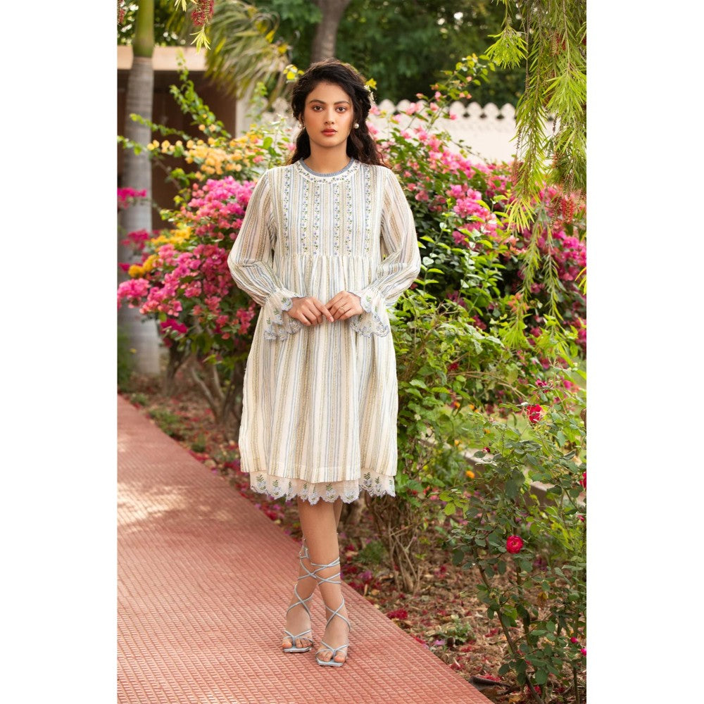 Amoree Off White Short Frill Dress