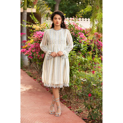Amoree Off White Short Frill Dress