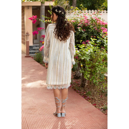 Amoree Off White Short Frill Dress
