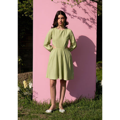 AMOSHI Cleo Cutout Green Mini Dress -Soft Pear