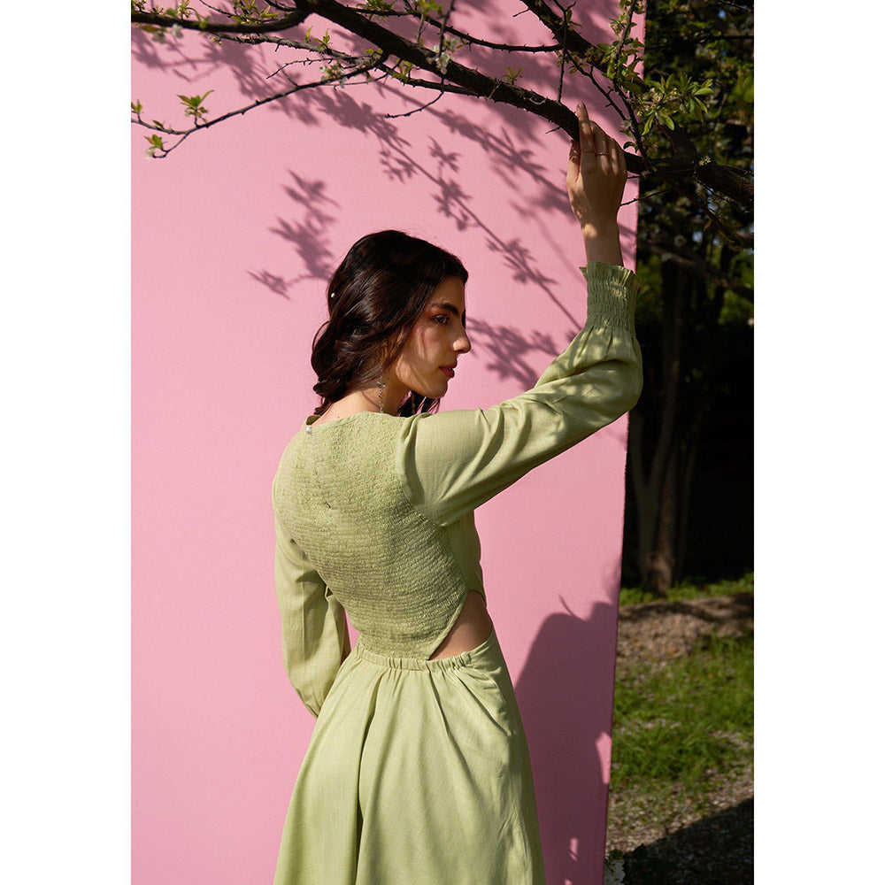 AMOSHI Cleo Cutout Green Mini Dress -Soft Pear