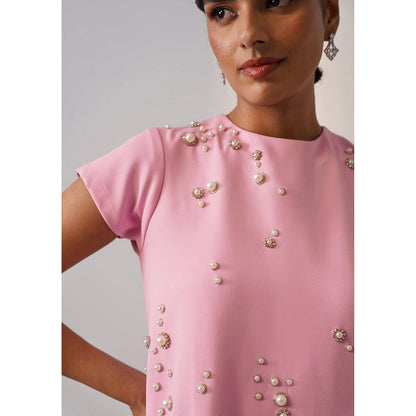 AMOSHI Women Pink Polyester Mini Dress