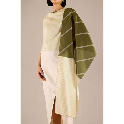 AMPM Green Stripes Printed Tiya Scarf