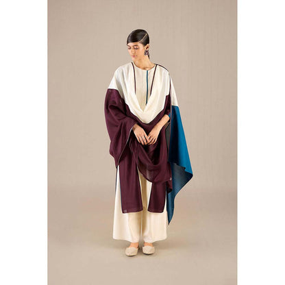 AMPM Burgundy Araiah Kurta with Palazzo and Dupatta (Set of 3)