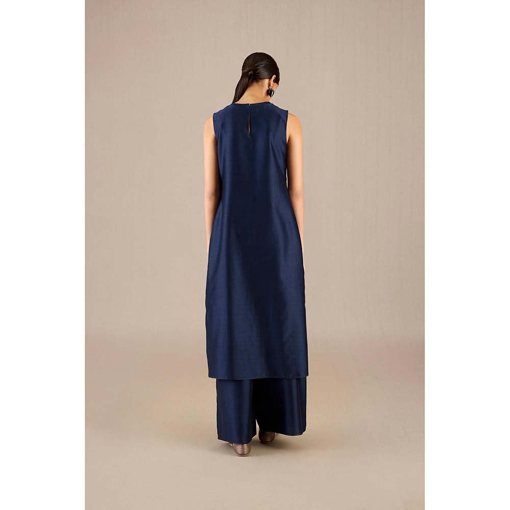 AMPM Navy Blue Hiba Inner with Palazzo and Jacket (Set of 3)
