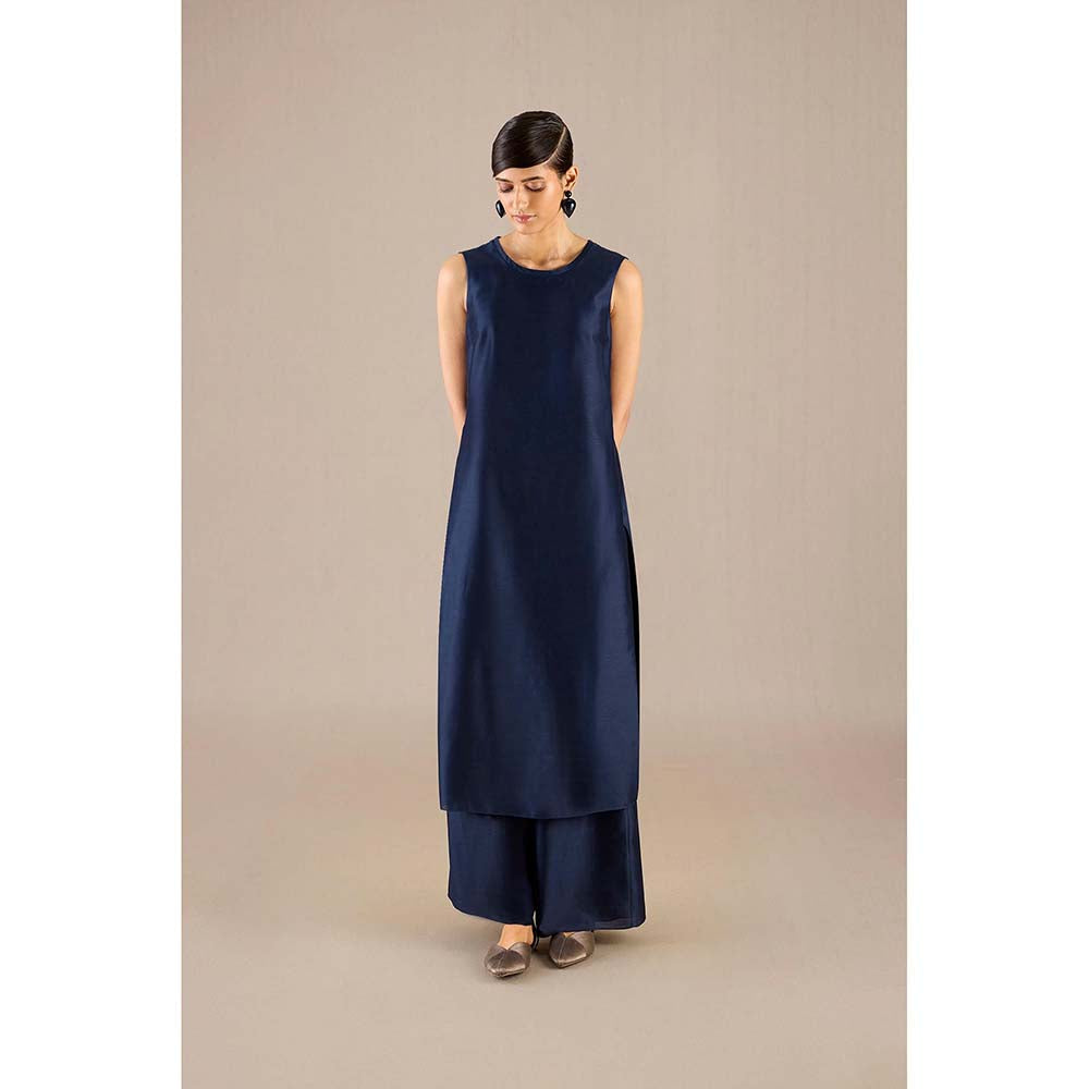 AMPM Navy Blue Hiba Inner with Palazzo and Jacket (Set of 3)