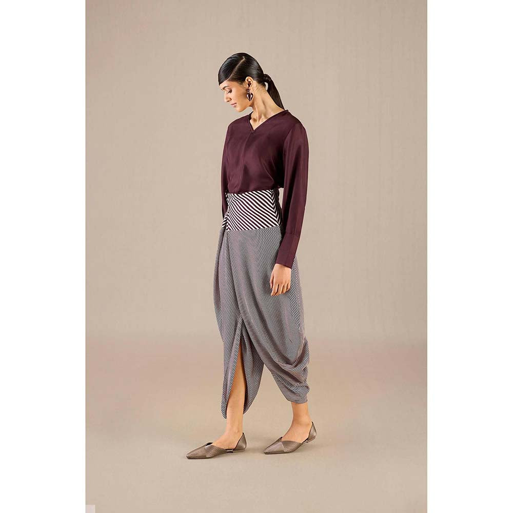AMPM Burgundy Inessa Top with Dhoti (Set of 2)