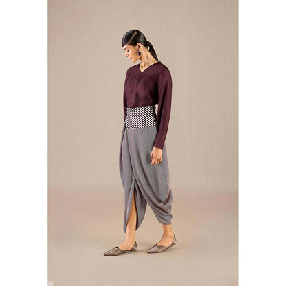 AMPM Burgundy Inessa Top with Dhoti (Set of 2)