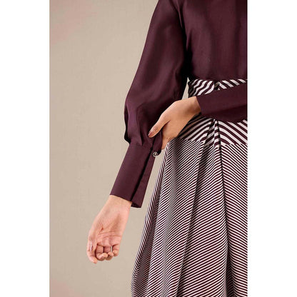 AMPM Burgundy Inessa Top with Dhoti (Set of 2)