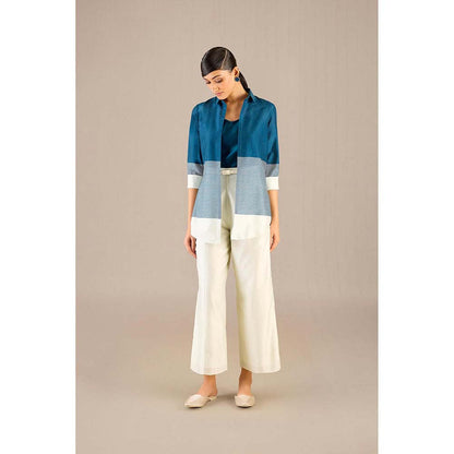 AMPM Teal Dariya Shirt with Inner, Pant and Belt (Set of 4)