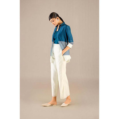 AMPM Teal Dariya Shirt with Inner, Pant and Belt (Set of 4)