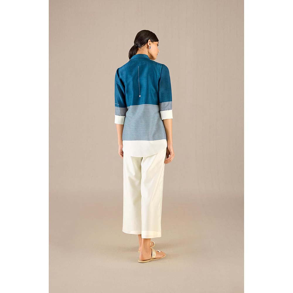 AMPM Teal Dariya Shirt with Inner, Pant and Belt (Set of 4)