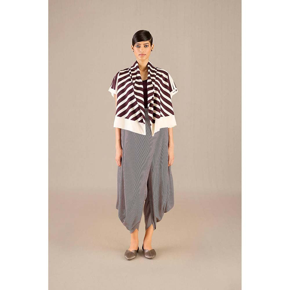 AMPM Burgundy Safiya Jacket with Inner and Dhoti (Set of 3)