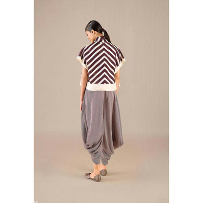 AMPM Burgundy Safiya Jacket with Inner and Dhoti (Set of 3)