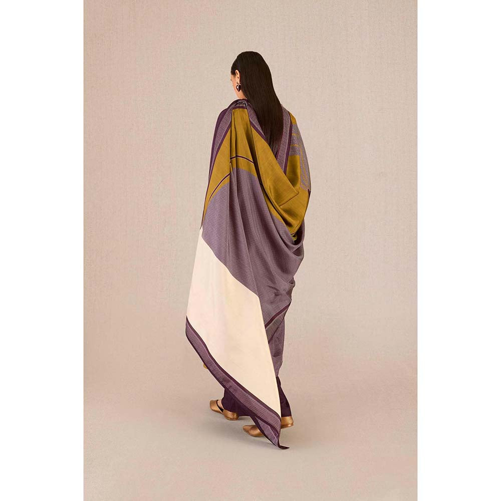 AMPM Sahira Purple Colorblock Kurta with Palazzo and Dupatta (Set of 3)