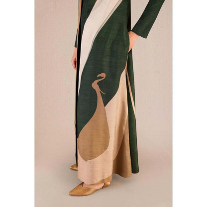 AMPM Amida Green Solid Kurta and Pant with Jacket (Set of 3)