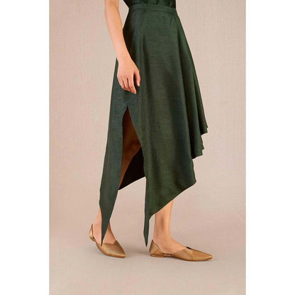 AMPM Serena Green Solid Dress with Jacket and Belt (Set of 3)