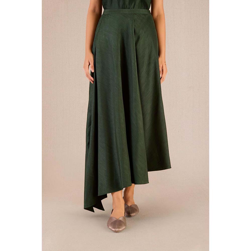 AMPM Serena Green Solid Full Sleeves Dress with Jacket and Belt (Set of 3)