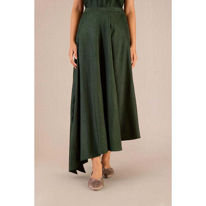 AMPM Serena Green Solid Full Sleeves Dress with Jacket and Belt (Set of 3)