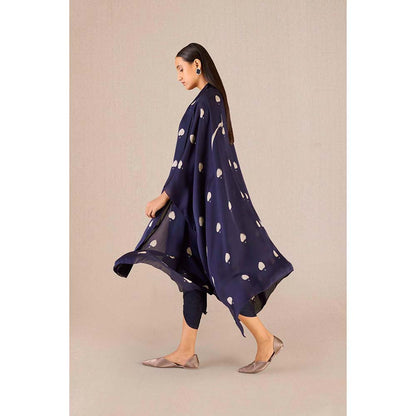 AMPM Ayat Navy Blue Printed Cape with Inner & Dhoti and Belt (Set of 4)