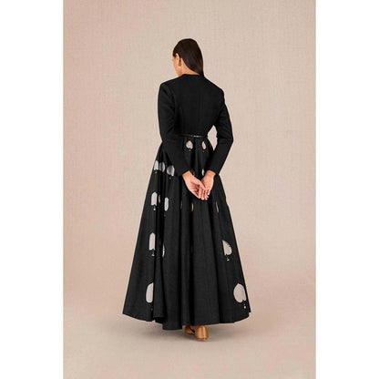 AMPM Sabra Black Printed Dress with Belt (Set of 2)