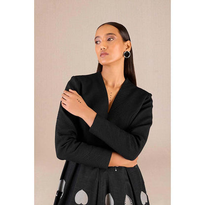 AMPM Sabra Black Printed Dress with Belt (Set of 2)