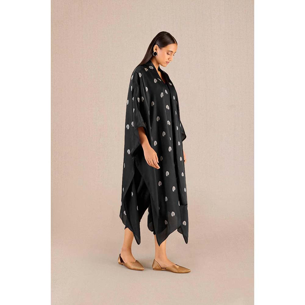 AMPM Umaya Black Printed Cape with Inner & Dhoti and Belt (Set of 4)