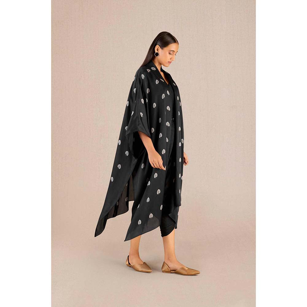 AMPM Umaya Black Printed Cape with Inner & Dhoti and Belt (Set of 4)