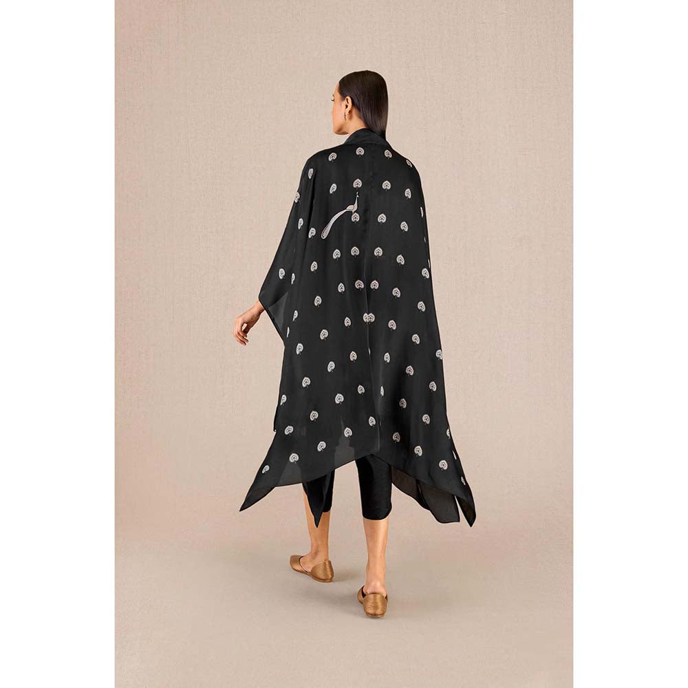 AMPM Umaya Black Printed Cape with Inner & Dhoti and Belt (Set of 4)