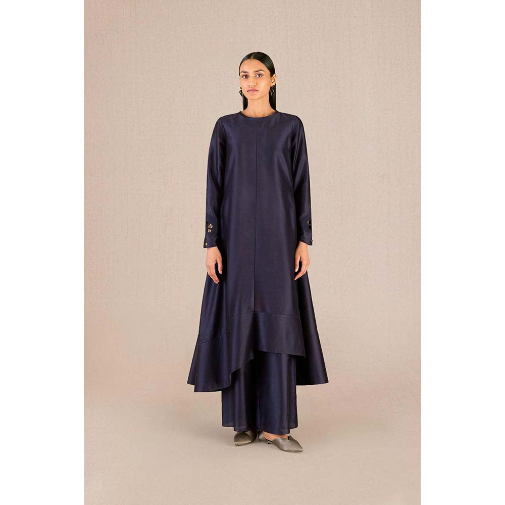 AMPM Abiha Navy Blue Printed Kurta with Palazzo and Dupatta (Set of 3)