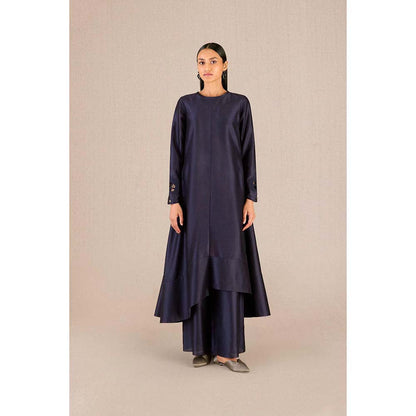 AMPM Abiha Navy Blue Printed Kurta with Palazzo and Dupatta (Set of 3)