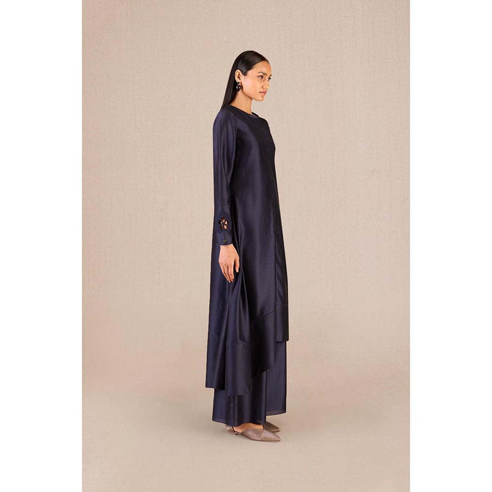 AMPM Abiha Navy Blue Printed Kurta with Palazzo and Dupatta (Set of 3)