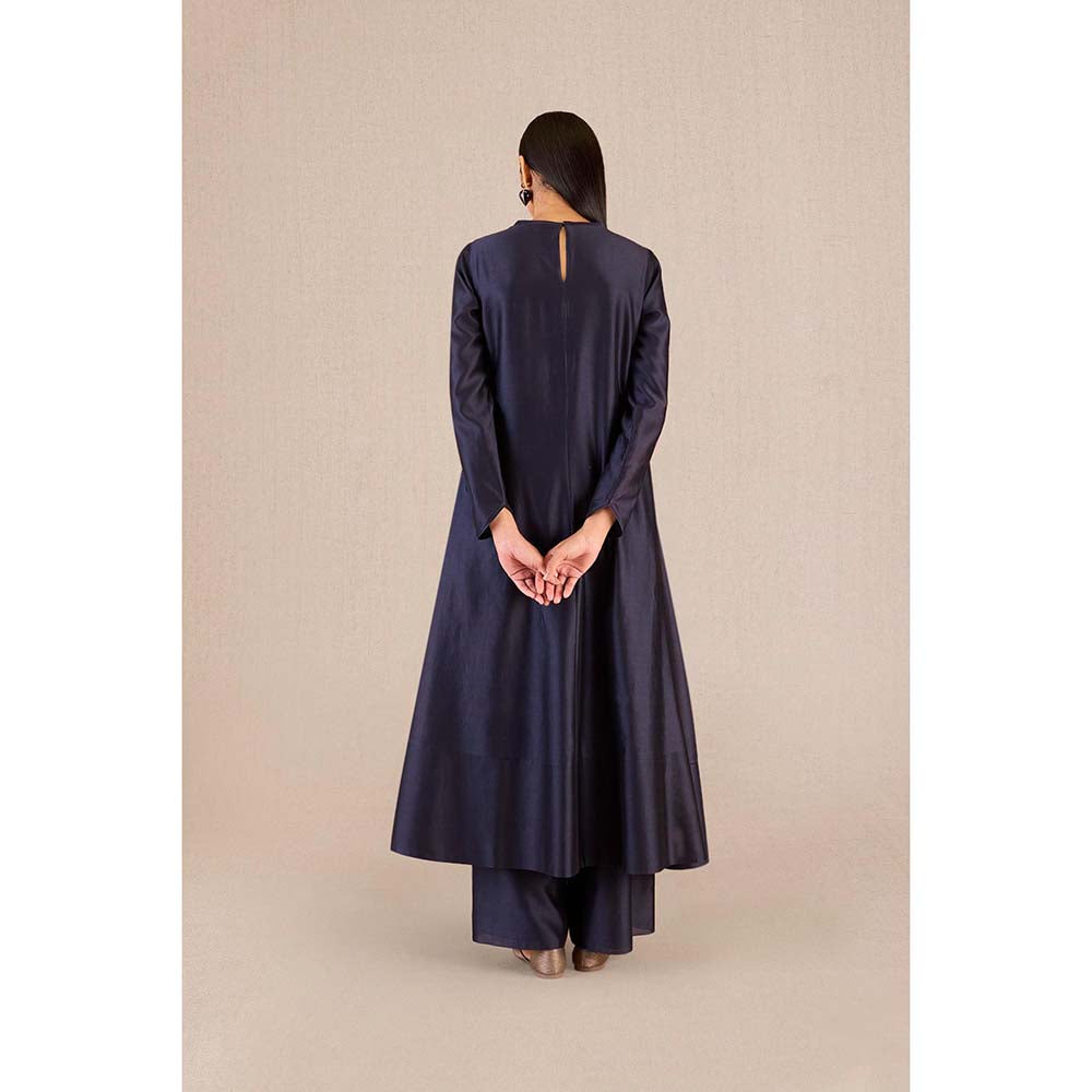 AMPM Abiha Navy Blue Printed Kurta with Palazzo and Dupatta (Set of 3)
