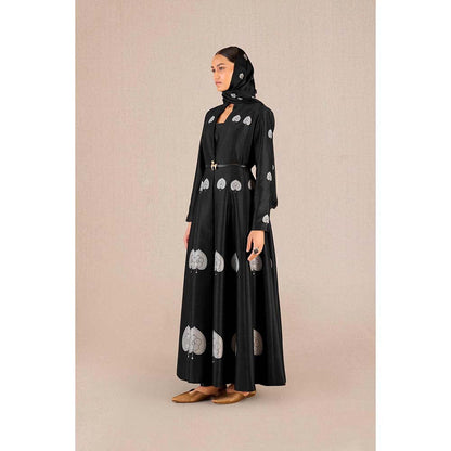 AMPM Aresha Black Printed Jacket with Inner and Pant (Set of 4)