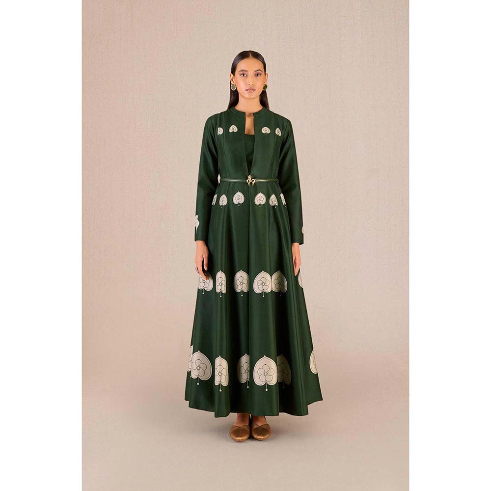 AMPM Aresha Green Printed Jacket with Inner and Pant (Set of 4)