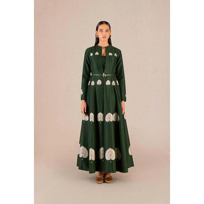 AMPM Aresha Green Printed Jacket with Inner and Pant (Set of 4)