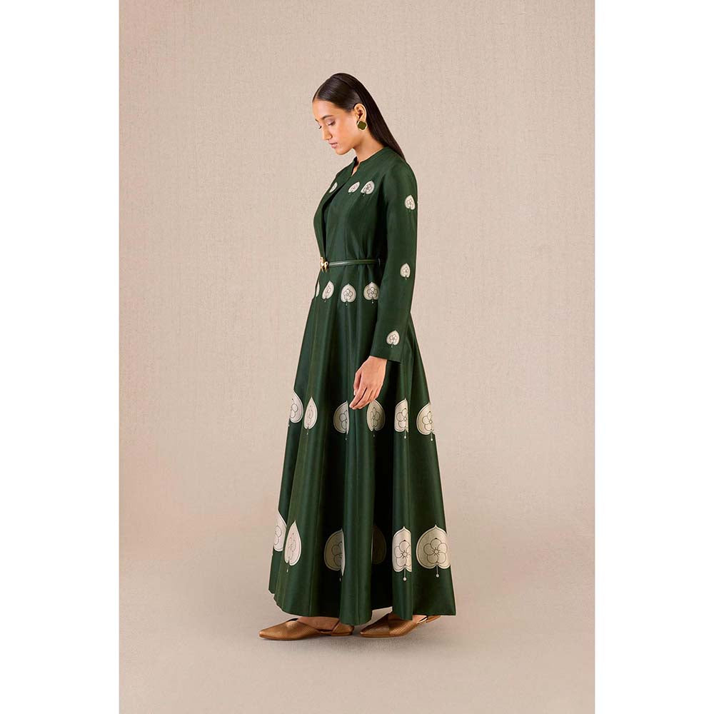 AMPM Aresha Green Printed Jacket with Inner and Pant (Set of 4)
