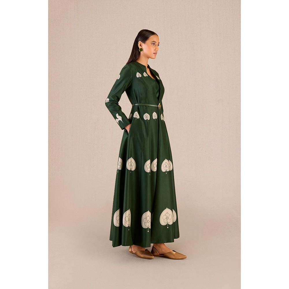 AMPM Aresha Green Printed Jacket with Inner and Pant (Set of 4)