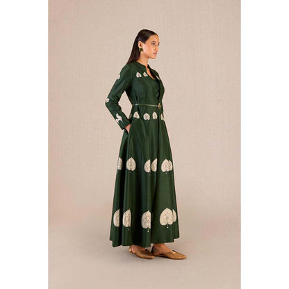 AMPM Aresha Green Printed Jacket with Inner and Pant (Set of 4)